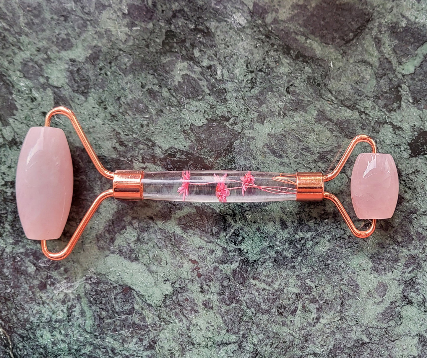 Jade Roller Rose Quartz Med Blomster