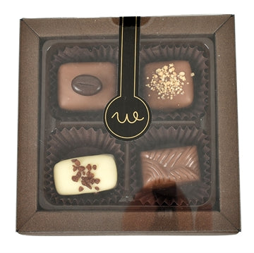 Fyldt chokolade - praliné - 4 stk i æske