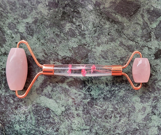 Jade Roller Rose Quartz Med Blomster