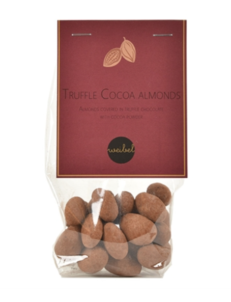 Trøffel chokolademandler i pose med top