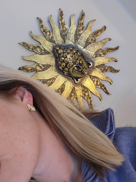 Blad ørering, guldbelagt